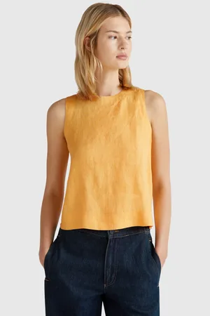 Benetton Benetton, Top Smanicato In Puro Lino