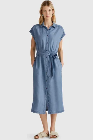 Benetton Benetton, Chemisier In Chambray Con Fusciacca