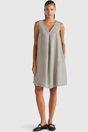 Benetton Benetton, Vestito Smanicato In Puro Lino