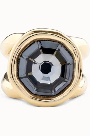 UNO de 50 Anello placcato oro 18k con cristallo grigio