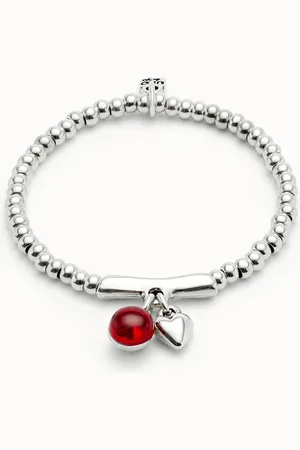 UNO de 50 Bracciale a sfere placcate argento Sterling con cristallo di Murano rosso