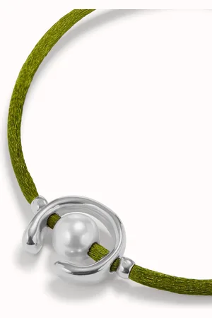 UNO de 50 Bracciale in filo verde scuro con perla shell assortimento placcato argento Sterling.