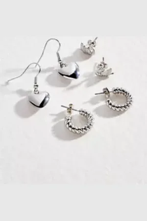 Urban Outfitters Confezione da 3 Orecchini UO Swan & Heart di in