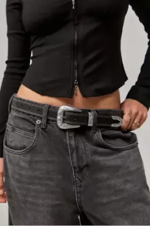 Urban Outfitters UO Cassidy Stitched Leather Western Belt di in