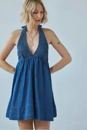 BDG Iris Smocked Halterneck Dress in a Urban Outfitters
