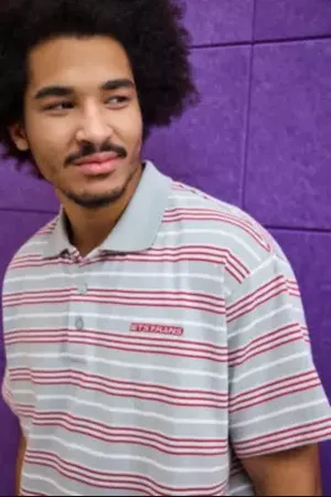 iets frans... Iets frans. Grey & Red Stripe Polo Shirt in