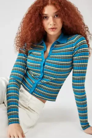 BDG Denver Stripe Polo Cardigan in