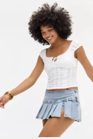 BDG Shaina Belted Denim Mini Skirt in