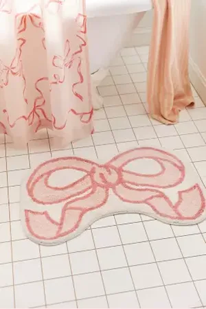 Urban Outfitters Pink Bow Bath Mat di