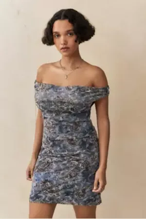 Silence + Noise Elida Flocked Mini Dress in a Urban Outfitters