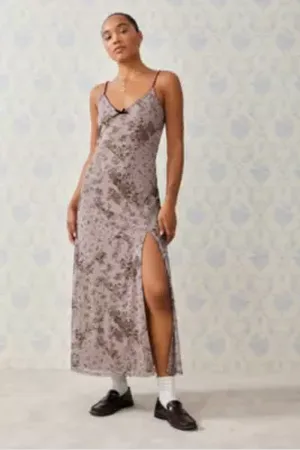 Urban Outfitters UO Floral Mesh Maxi Dress di in