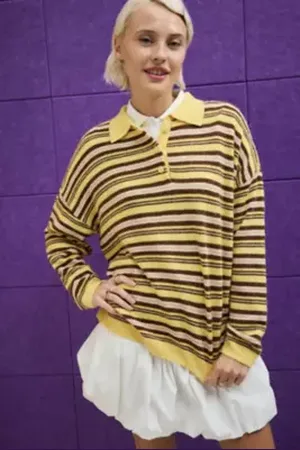 iets frans... Iets frans. Stripe Oversized Polo Jumper in