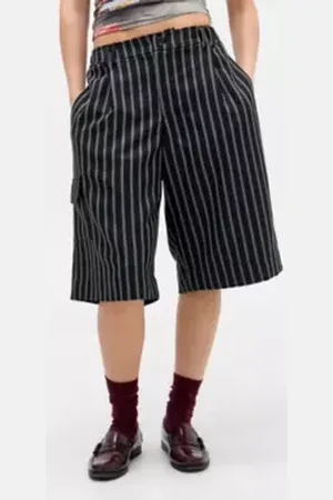 Archive At UO Black Pinstripe Low Rise Shorts in