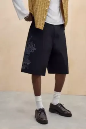 ED HARDY UO Exclusive Black Dragon Chino Shorts in
