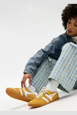 Gola Yellow & White Elan Suede Trainers in