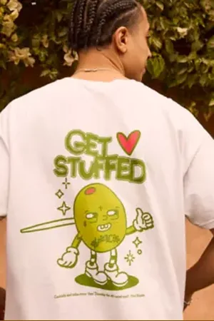 Urban Outfitters UO Olive Get Stuffed T-Shirt di in