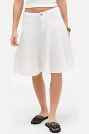 Urban Outfitters UO Sienna Linen Midi Skirt di in