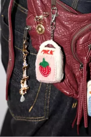 Urban Outfitters UO Strawberry Milk Carton Keyring in
