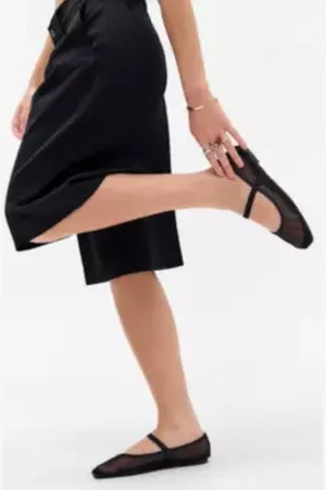 Urban Outfitters UO Black Mesh Ballerina Shoes di in