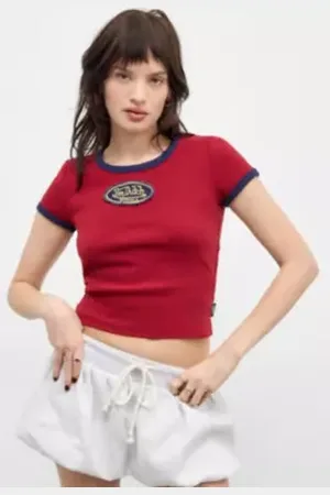 Von Dutch UO Exclusive Red Ringer T-Shirt in