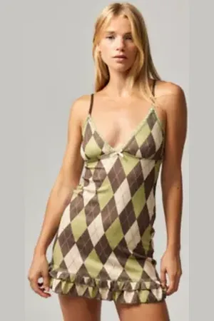 Archive At UO Danya Argyle Mini Dress in