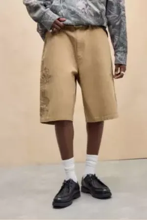 ED HARDY UO Exclusive Tan Dragon Chino Shorts in a Urban Outfitters