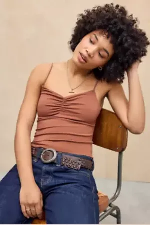 Silence + Noise Luna Ruched-Front Cami in a Urban Outfitters