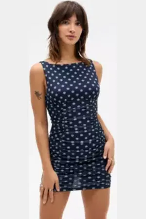 Silence + Noise Nancy Mesh Ruched Mini Dress in a Urban Outfitters