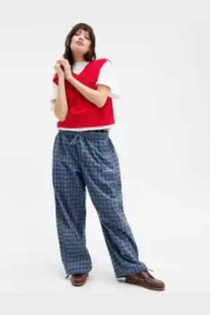 iets frans... Iets frans. Pantaloni della Tuta in Cotone a Quadri Harri in a Urban Outfitters