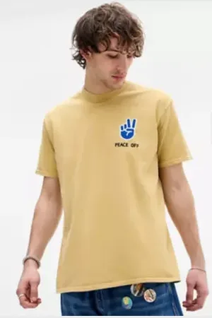 Urban Outfitters UO Yellow Peace Off T-Shirt di in