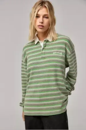 BDG Top Rugby in Maglia Waffle Menta in