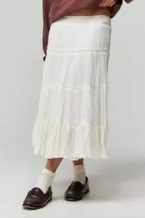 Kimchi Blue Isla Crinkle Lace Midi Skirt in