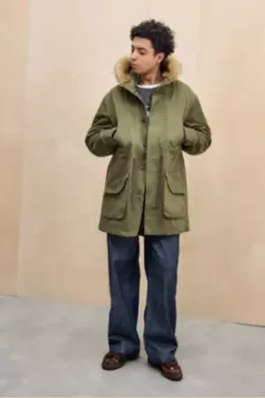 BDG Green Faux Fur Hood Parka in