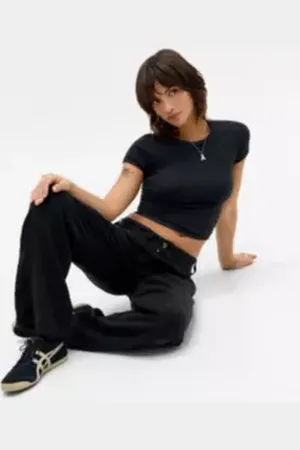 BDG Black Kayla Linen Trousers in