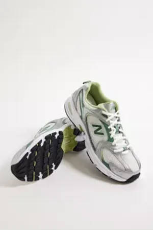 New Balance White & Green 530 Trainers in