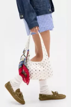Urban Outfitters UO Mini Faux Leather Trapeze Studded Bag di in
