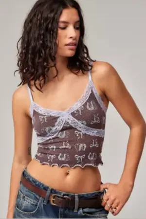 Urban Outfitters UO Lace Cross Western Cami Top di in
