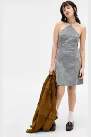 Urban Outfitters UO Riley Y-Neck Mini Dress di in
