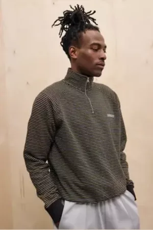 iets frans... Iets frans. Brown Stripe Mock Neck Sweatshirt in
