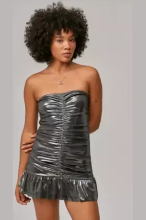 Silence + Noise Metallic Ruched Playsuit in