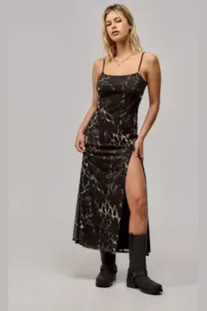 Urban Outfitters Vestito Lungo in Mesh Mimetico Leopardato UO di in