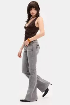 True Religion Grey Joey Flared Jeans in