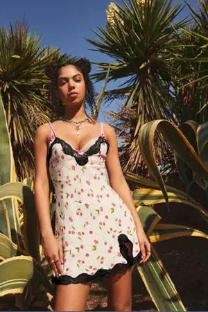 Light Before Dark Cara Cherry Lace Slip Dress in