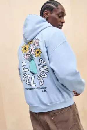 Urban Outfitters UO Blue Well Done Flowers Hoodie di