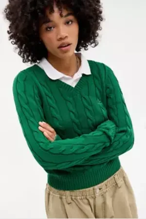 iets frans... Iets frans. Blaire V-Neck Cable Knit Jumper in a Urban Outfitters