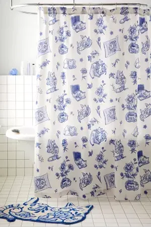 Urban Outfitters Tenda da Doccia Gatto Delft di in Blu