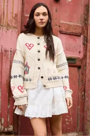 Urban Outfitters UO Nell Cross Stitch Cardigan di in