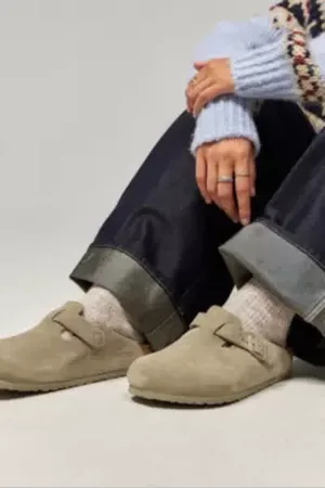 Birkenstock Faded Suede Boston Clogs