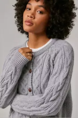 Urban Outfitters UO Grey Cable Knit Cardigan di in