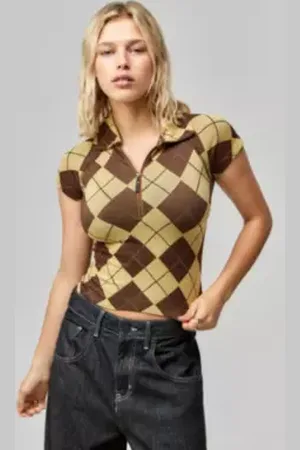 iets frans... Iets frans. Argyle Polo Top in